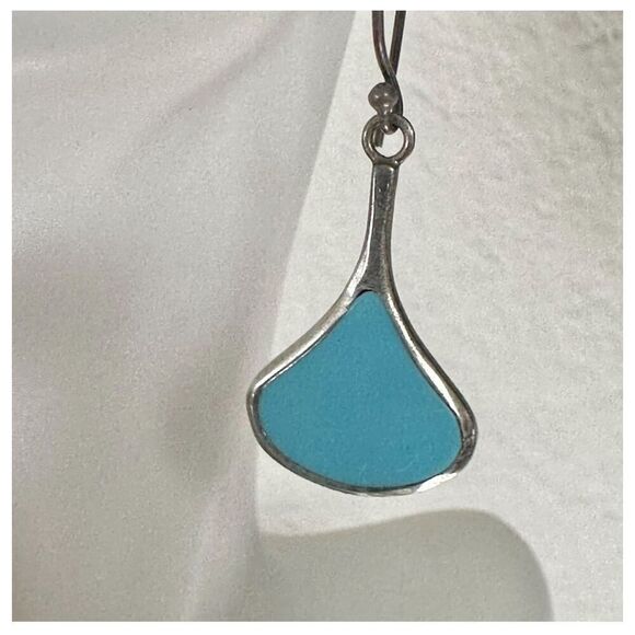Sterling silver turquoise drop earrings - Picture 5 of 12